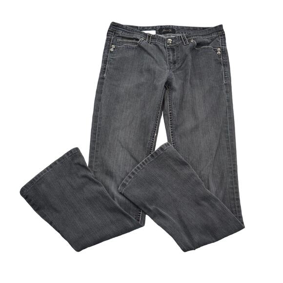 Seven 7 Pants Womens 12 Gray Bootcut Low Rise Button Zip Dark Wash Denim Jeans - Picture 1 of 16